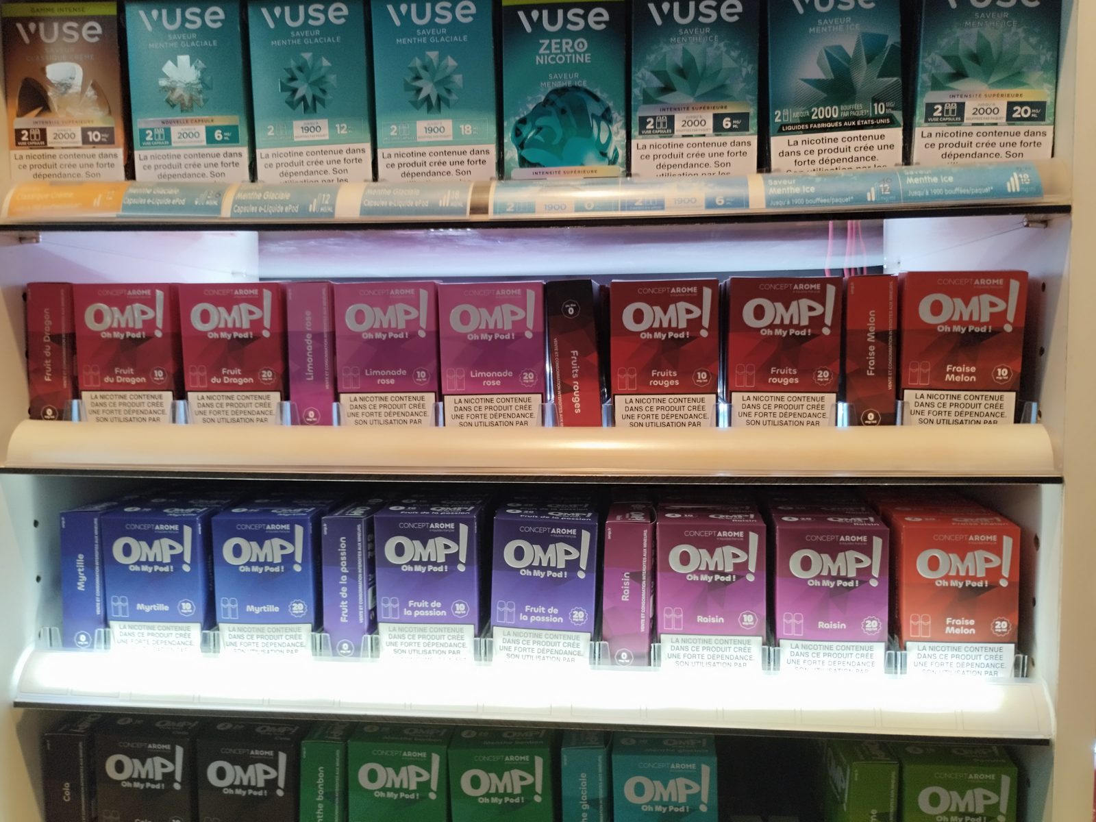 Pods Vuse et OMP en rayon vape, Horizon 3000 Massy