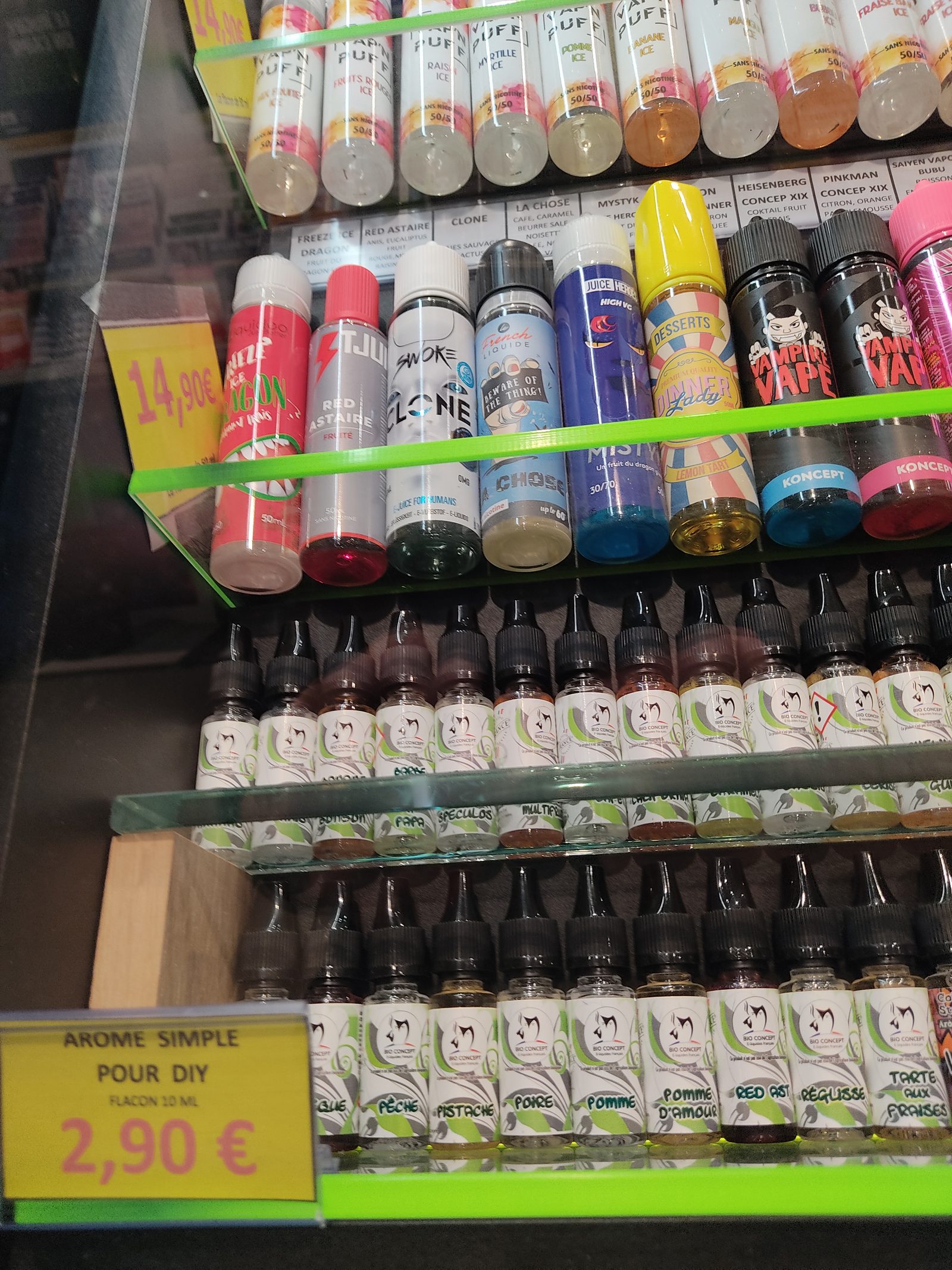 E-liquides en flacons